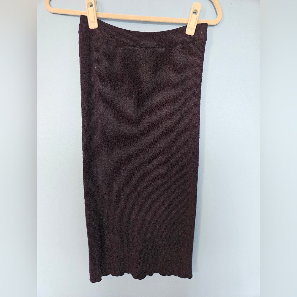 Zara knit navy blue midi stretch skirt